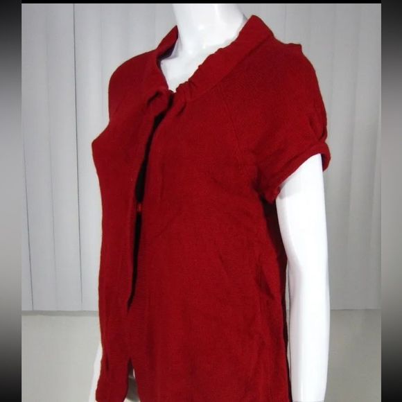 Ann Taylor Loft Red Short Sleeve Cardigan Sweater Size Small - Picture 7 of 11